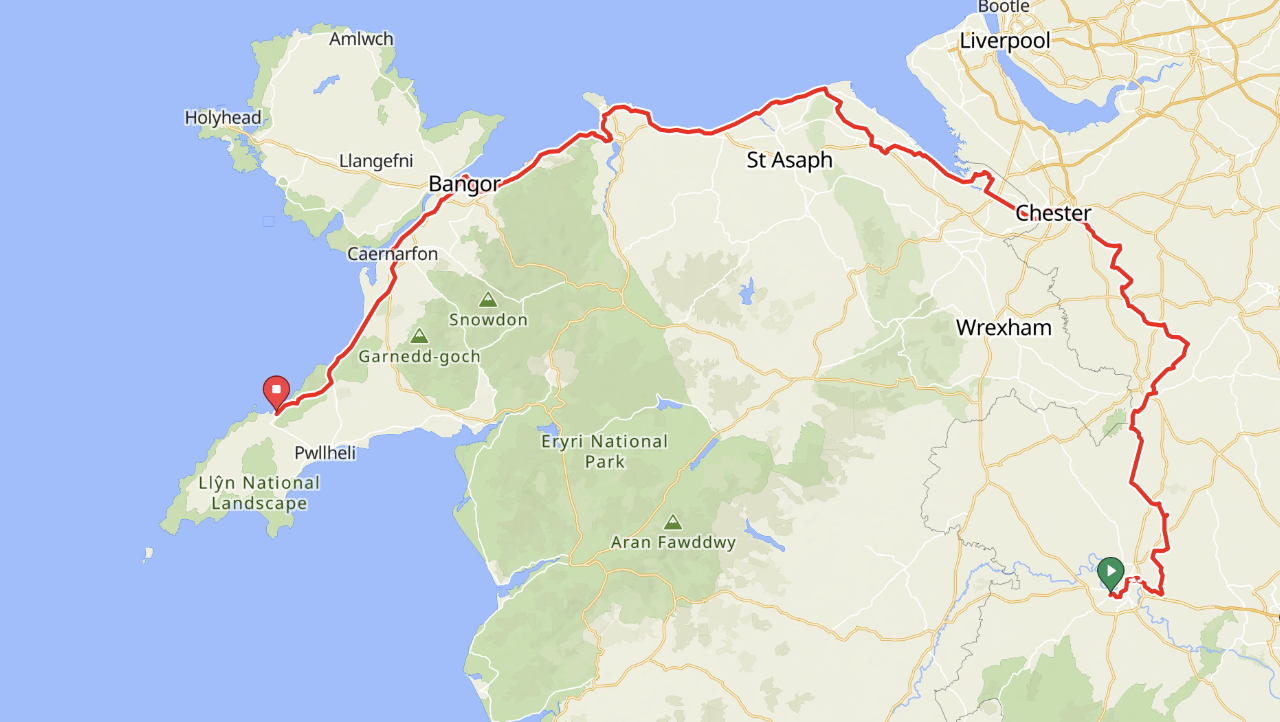 Shrewsbury To Nefyn Map